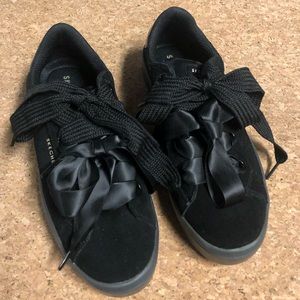 Skechers Street Platform Black Suede Sneakers